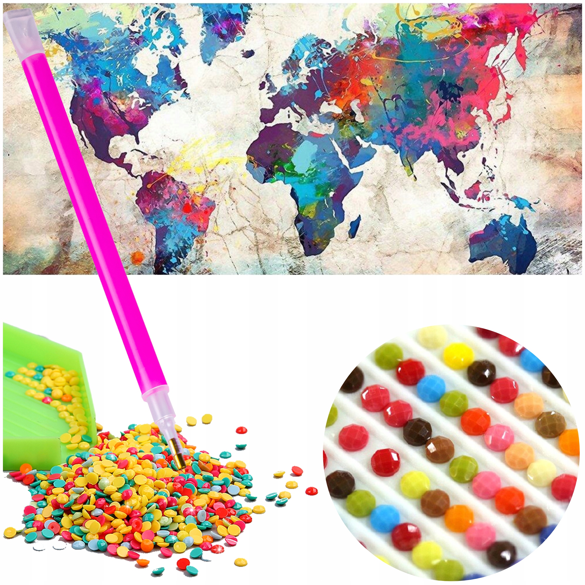 Diamantová výšivka Velký obraz Mapa světa Diamond Painting Výlepka 120x60cm