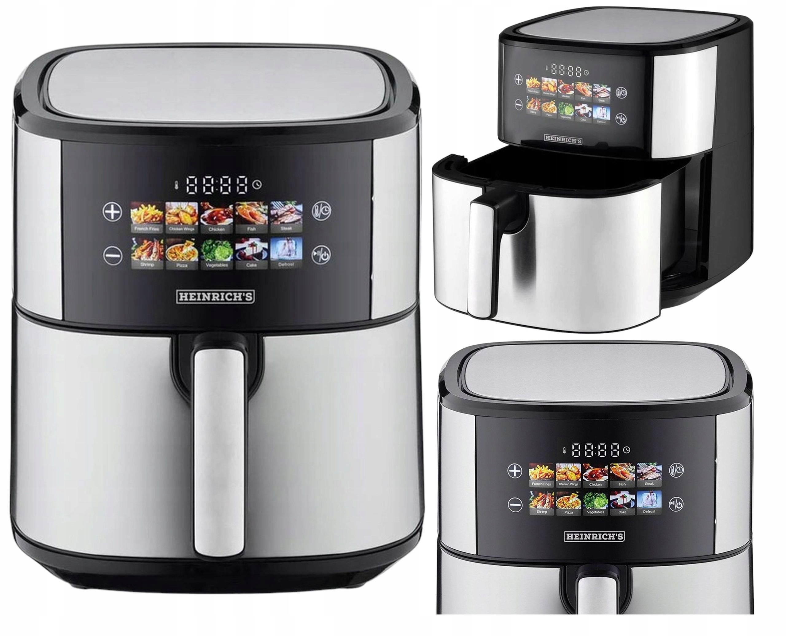 Frytkownica Beztłuszczowa Airfryer Air Fryer Duża 6,5L 1600 Mocna Led