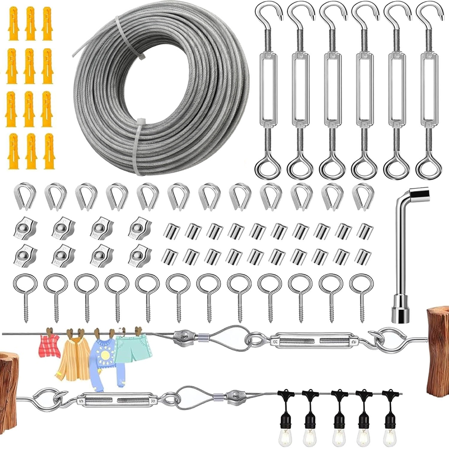 Ocelové lanko 7x7 v Pvc krytu 2 mm 35 m nerezová ocel 304 Set 72v1