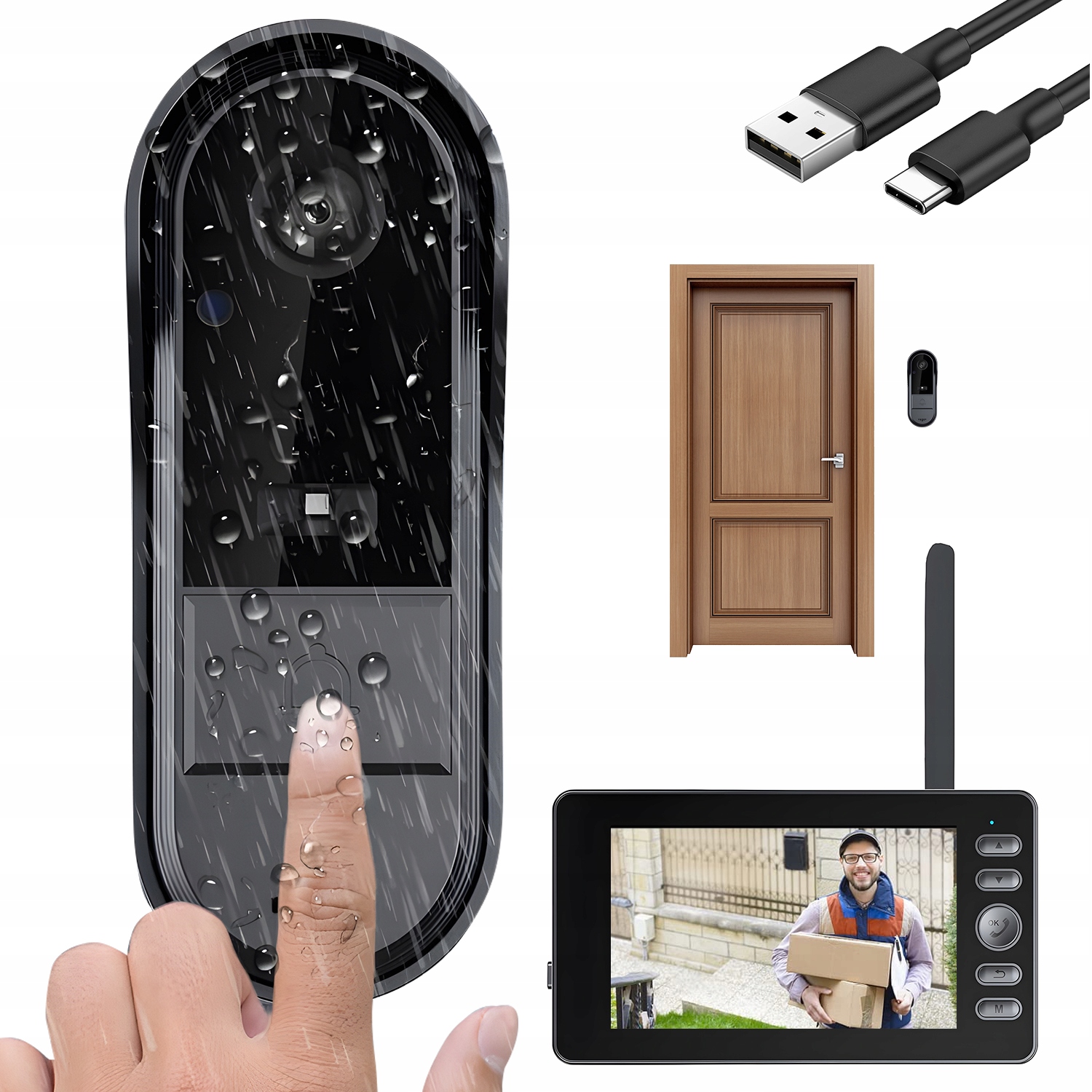 Bezdrôtový Zvonček S Videokamerou A Monitorom 4.3" Ipps Displej 1080P