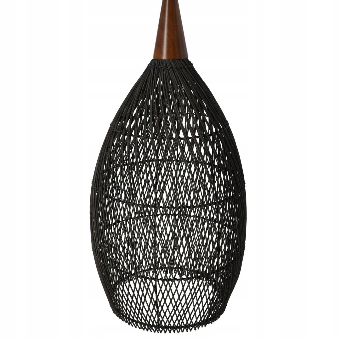 Rustikálna ratanová závesná lampa – 35 cm (čierna)