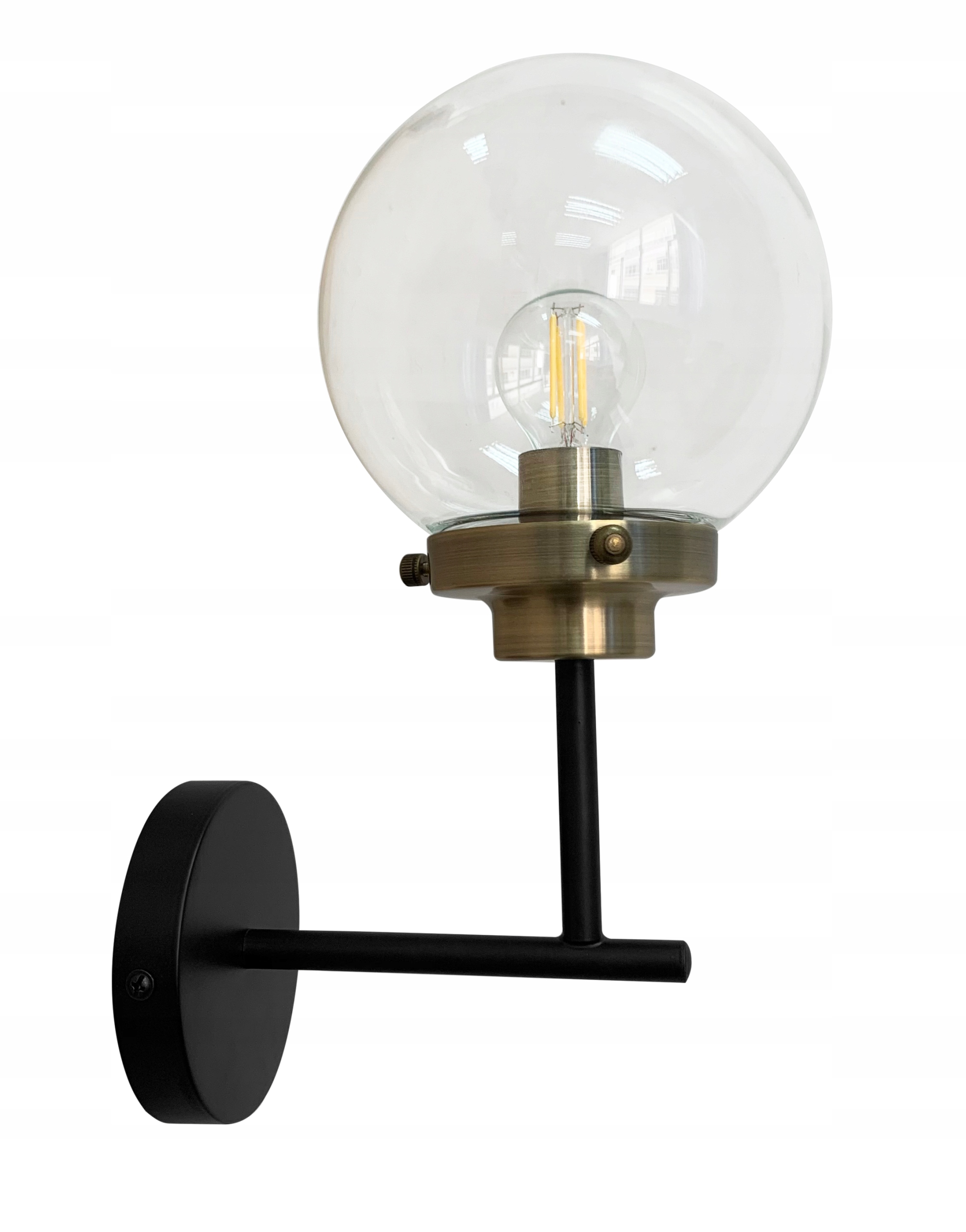 Candellux Lens nástěnná lampa industriální skleněná koule černo-patinová 1xE14