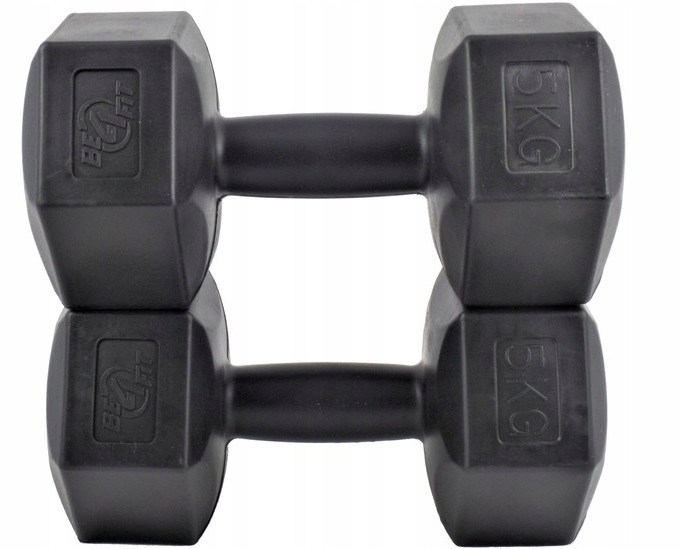 Zestaw Hantli Hantelków Ciężarki Bitumiczne do Ćwiczeń hantle 2x 5kg Kod producenta 5078