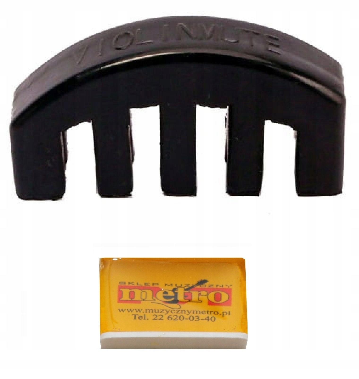 TŁUMIK DO SKRZYPIEC GUMOWY 4/4 VM02 + KALAFONIA "METRO" ROSIN