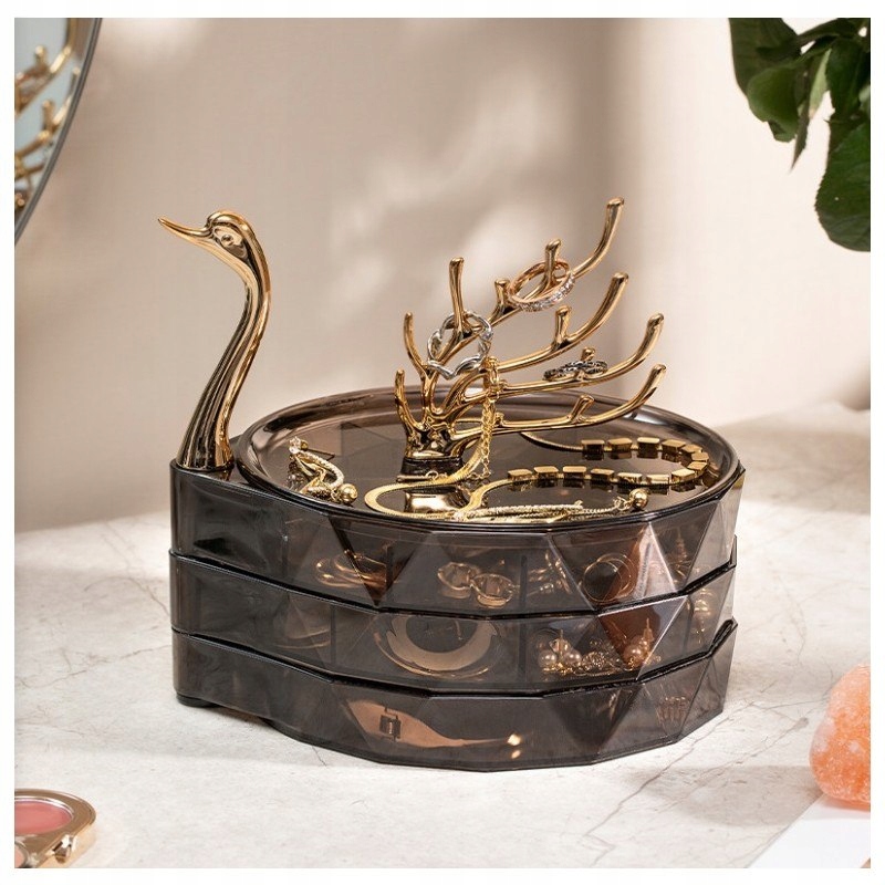 ORGANIZER NA BIŻUTERIĘ ŁABĘDŹ SZAFECZKA Z SZUFLADKAMI