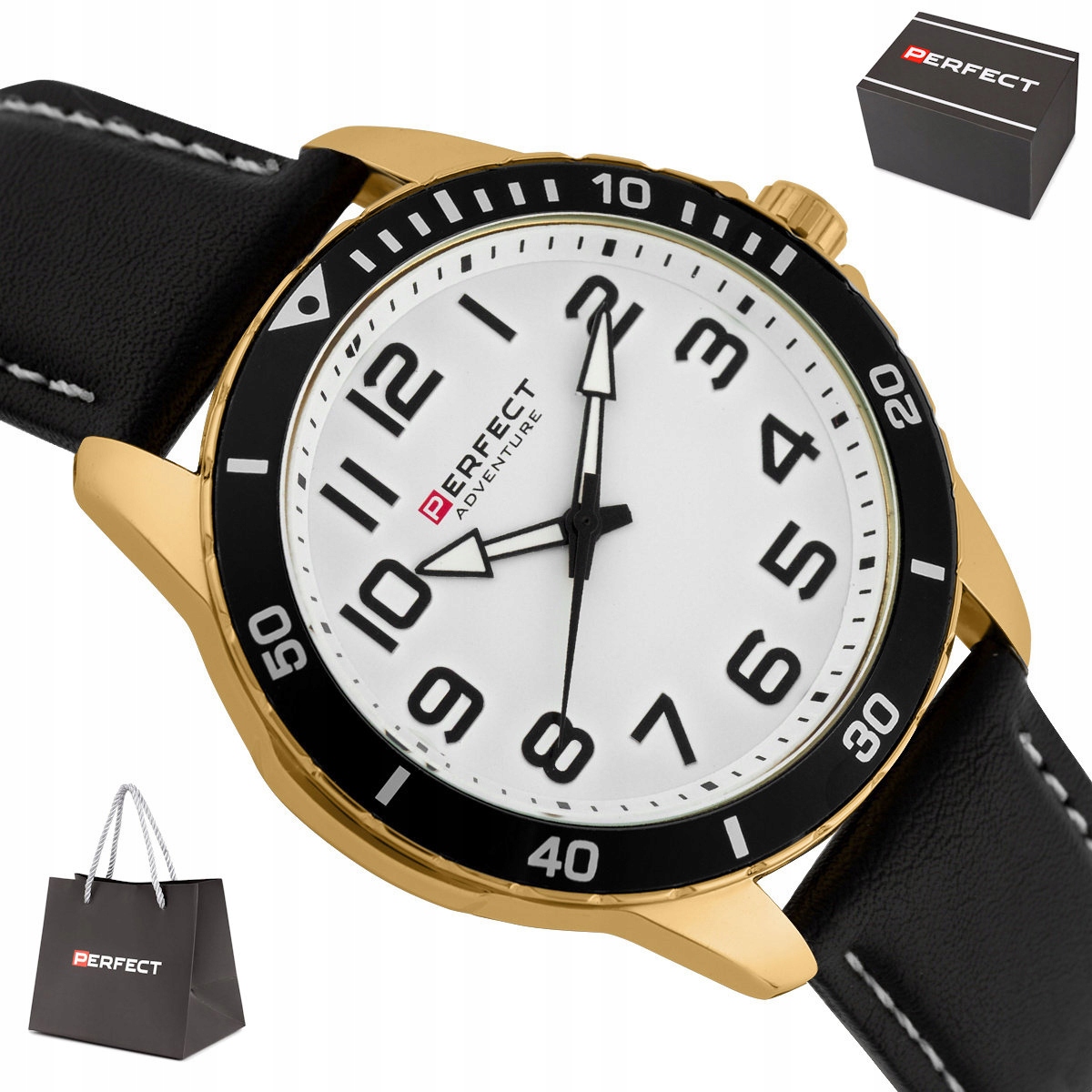 Pánské Sportovní Zlaté Čitelné Hodinky Perfect Adventure W156-06 46 mm