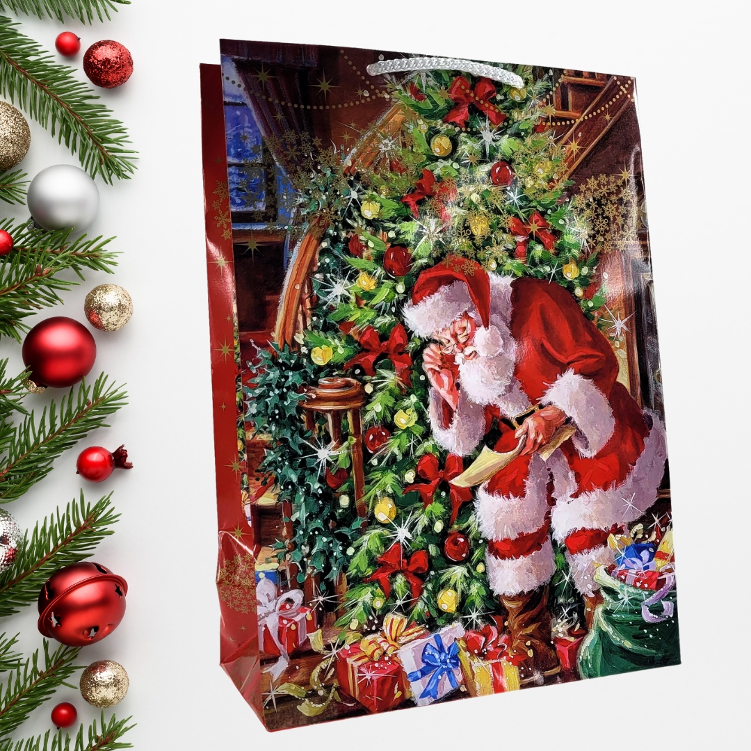 TOREBKI prezentowe ŚWIĄTECZNE laminowane a4 10szt MIKOŁAJ ŚWIĘTA 22x11x32cm Szerokość produktu 22 cm