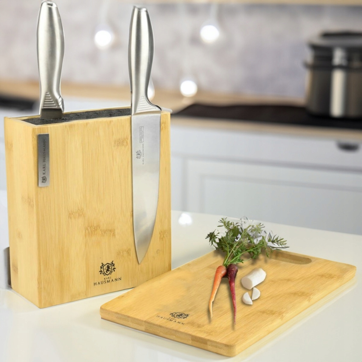 KOMPLET BLOK NA NOŻE UNIWERSALNY STOJAK MAGNETYCZNY Z DESKĄ BAMBUSOWĄ Kod producenta KHT12