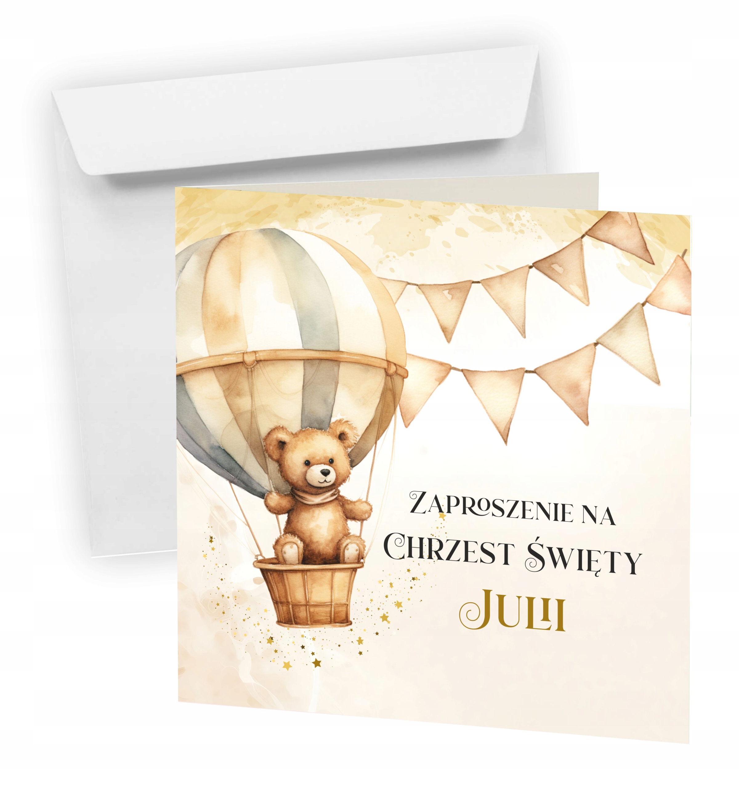 ZAPROSZENIE NA CHRZEST ŚWIĘTY + KOPERTA + IMIĘ DZIECKA + EKSPRES + JAKOŚĆ