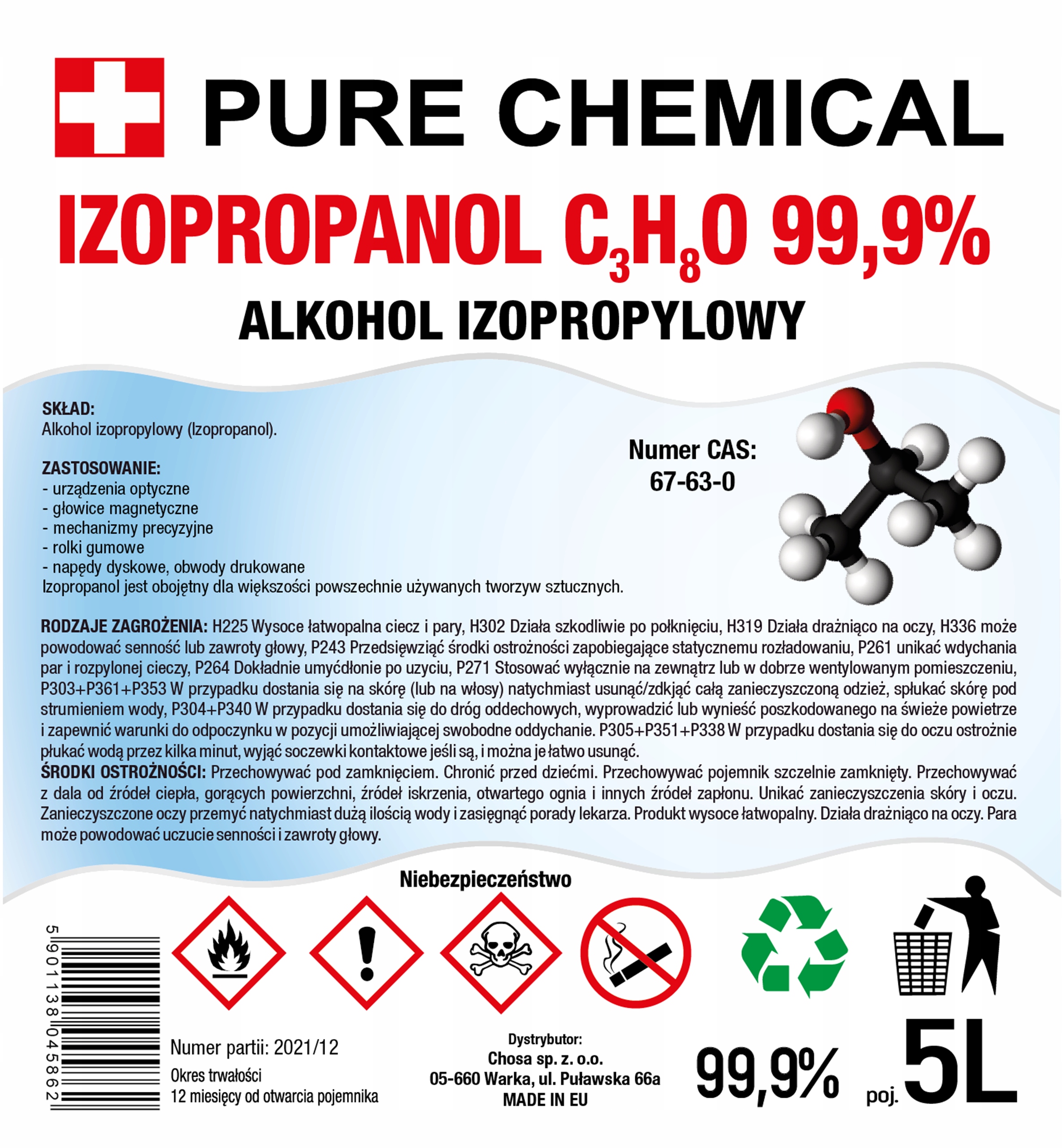 IZOPROPANOL ODTŁUSZCZACZ IPA 99,9% 5l odtłuszczania + rozpylacz Marka Inna