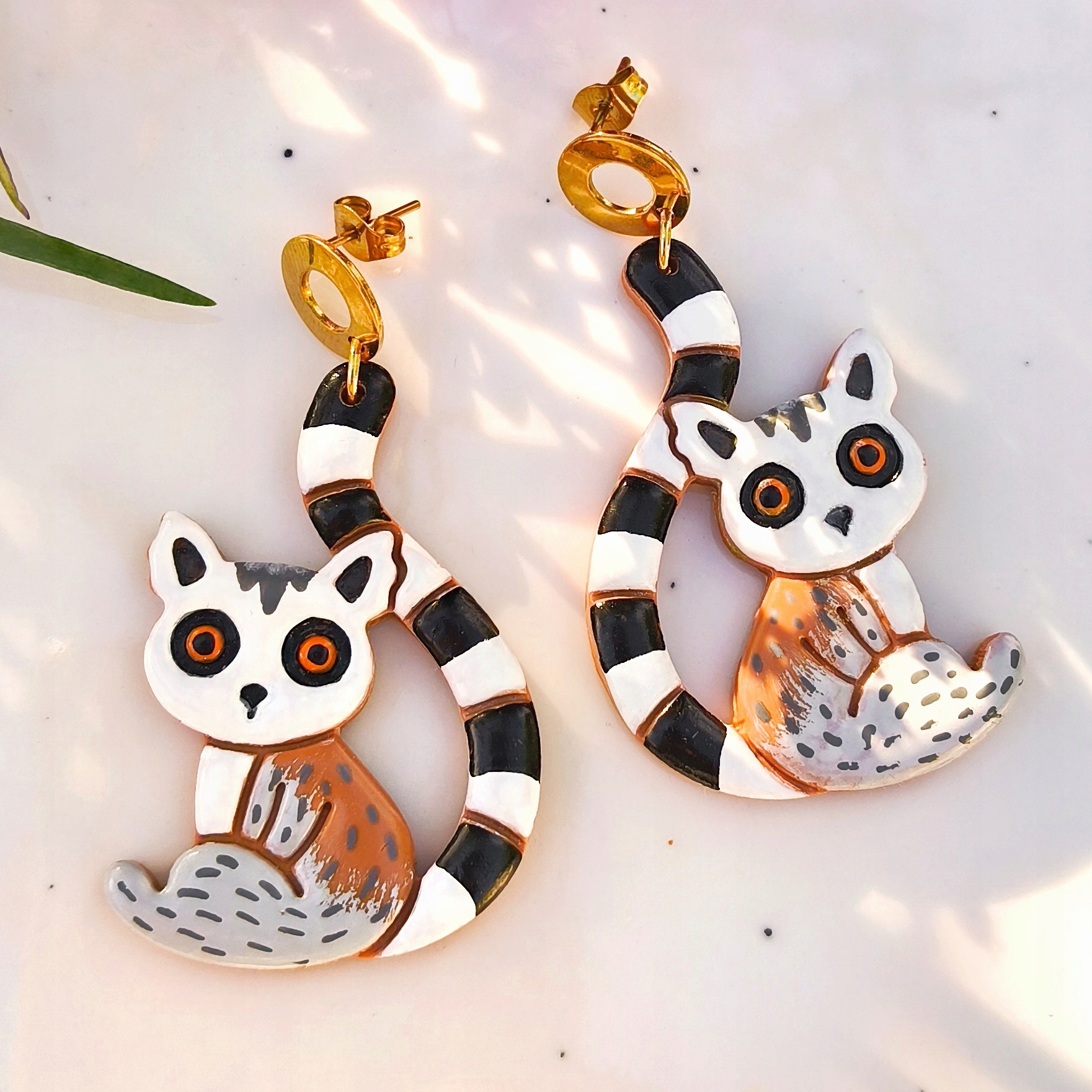 Náušnice s lemury, velké a lehké náušnice s podobiznou lemurů, boho