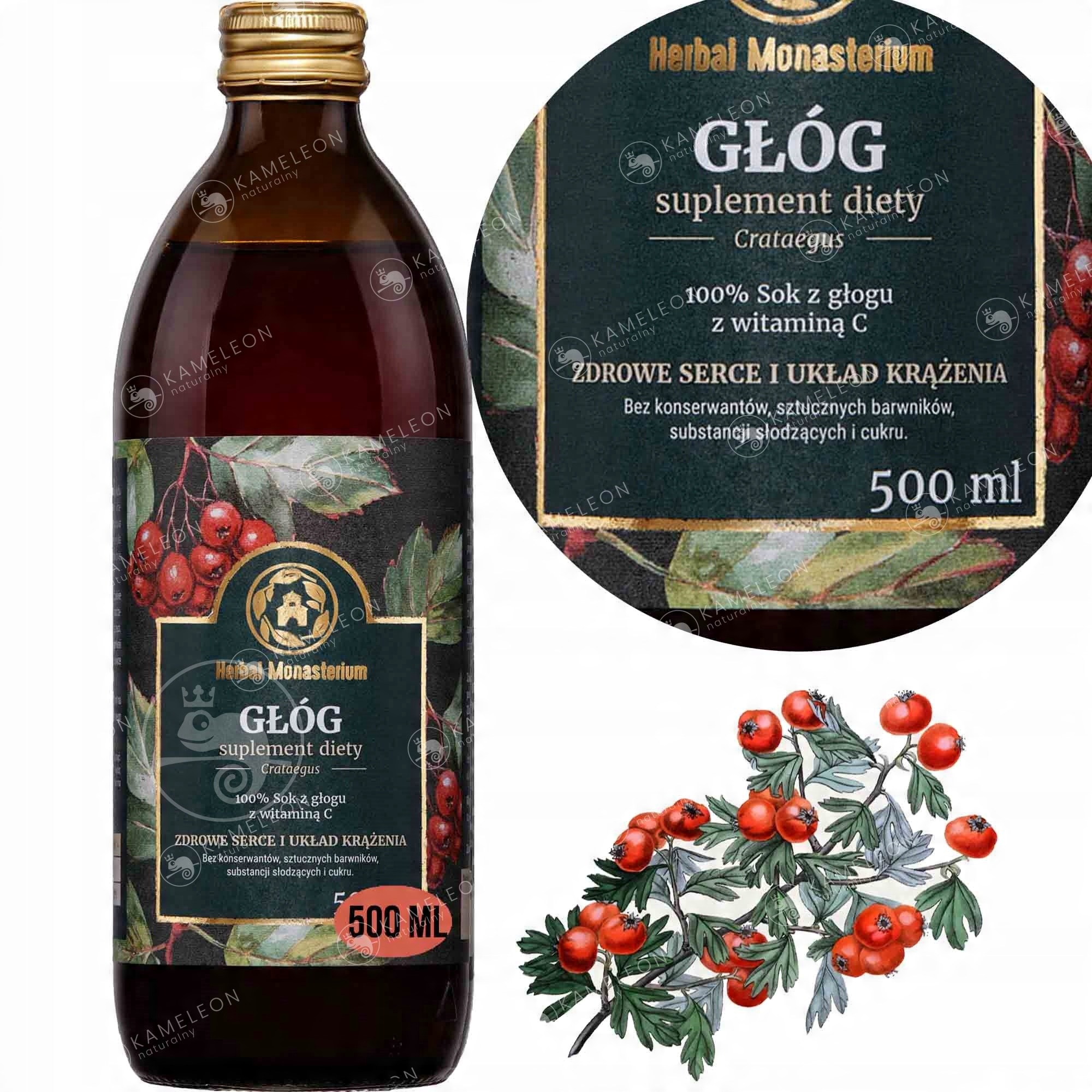

Herbal Sok z Głogu 500ml Na układ krążenia serce