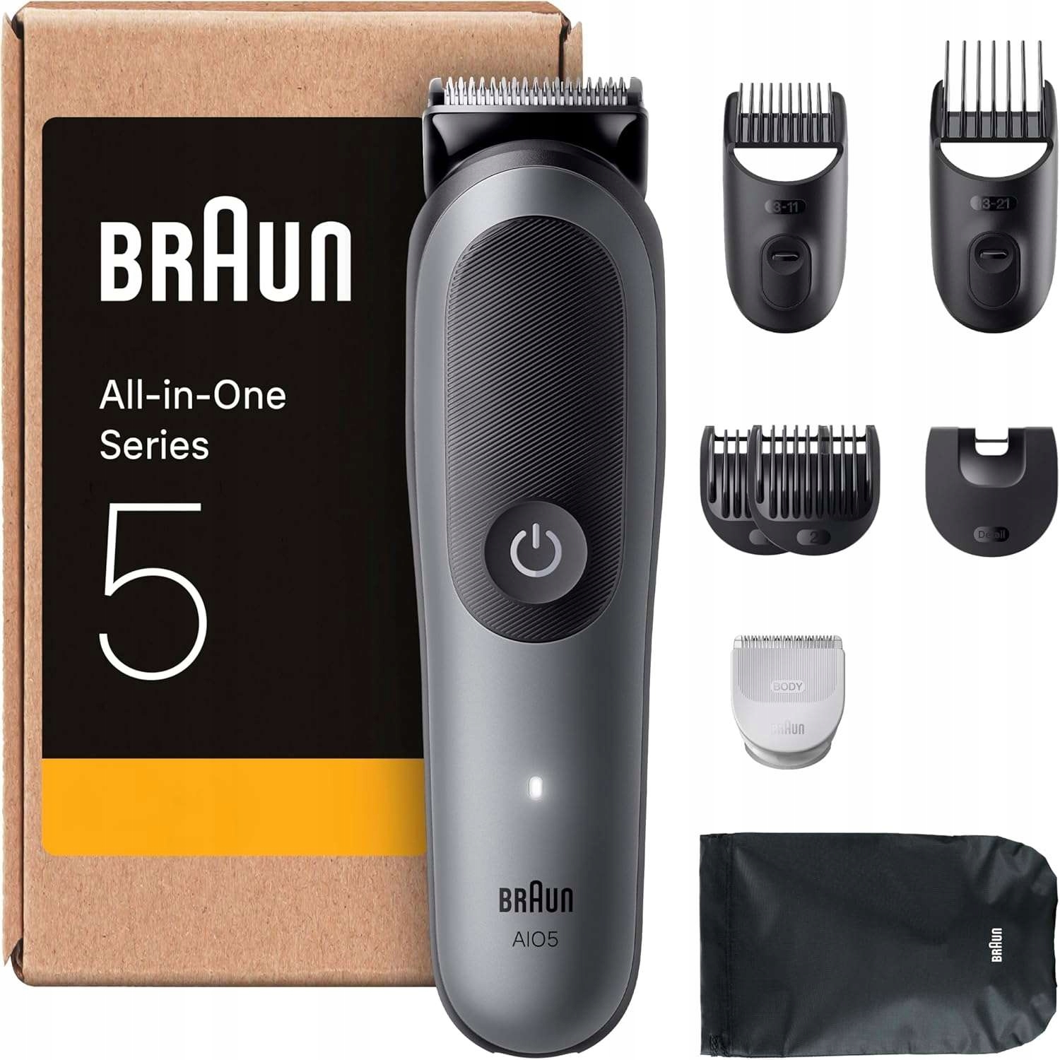 Zastřihovač Braun AIO5545 šedý 9v1 120 Min AquaGrip SkinGuard