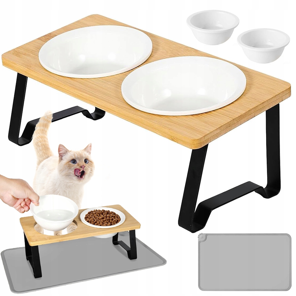 Levně Vyvýšená Miska Pro Kočky Keramická S Protiskluzovou Podložkou