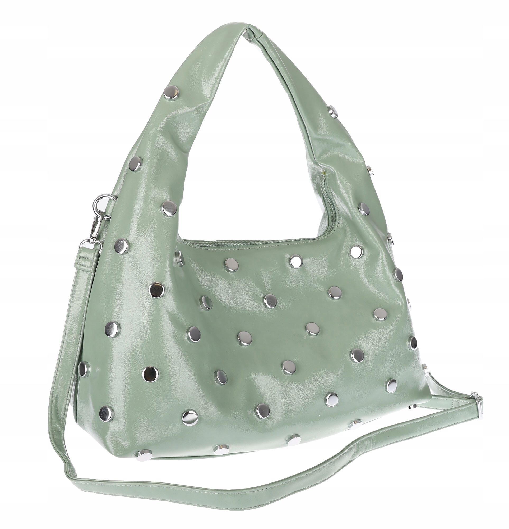 Dámská kabelka přes rameno shopper s nýty módní C90560 Zelená