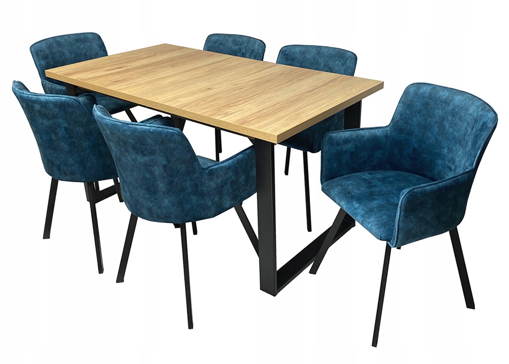 ZESTAW Stół 80x150/190 + 6 krzeseł LOFT INDUSTRIAL