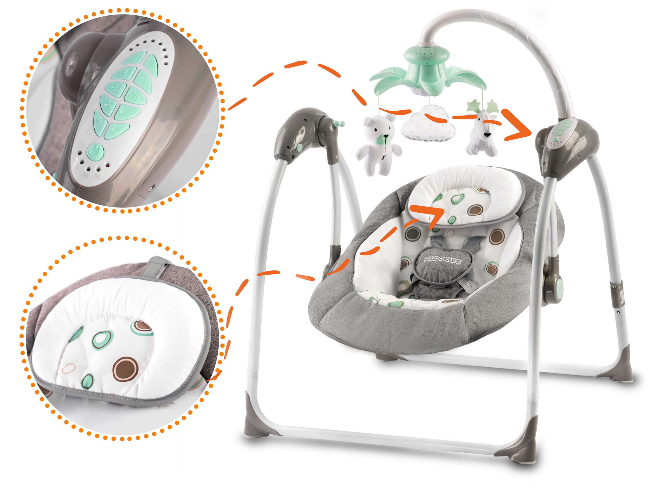 Leżaczek Bujaczek Automatyczny z muzyką Kołyska Multifunkcyjny Bezpieczny Stan opakowania oryginalne