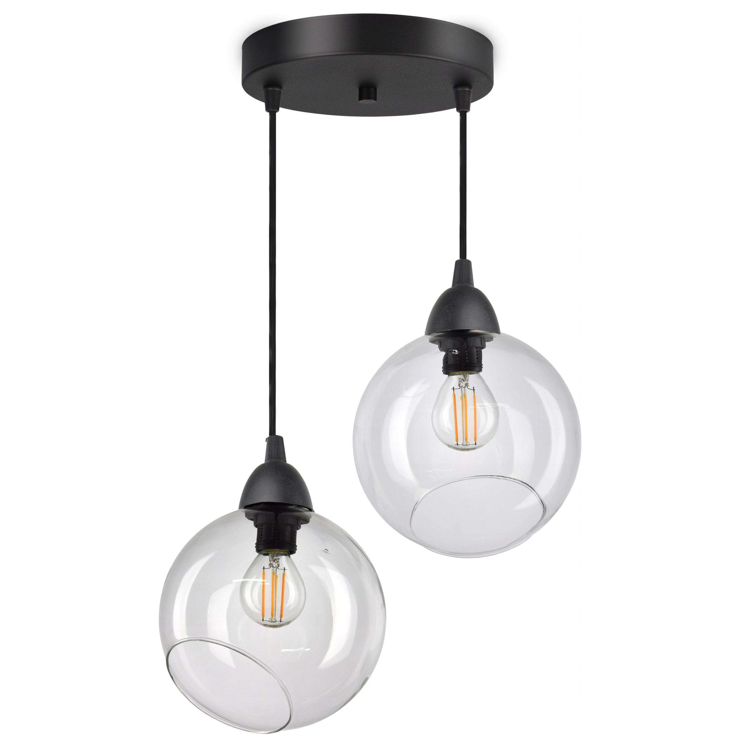 

Lampa Wisząca Sufitowa 2 Szklane Kule Transparent
