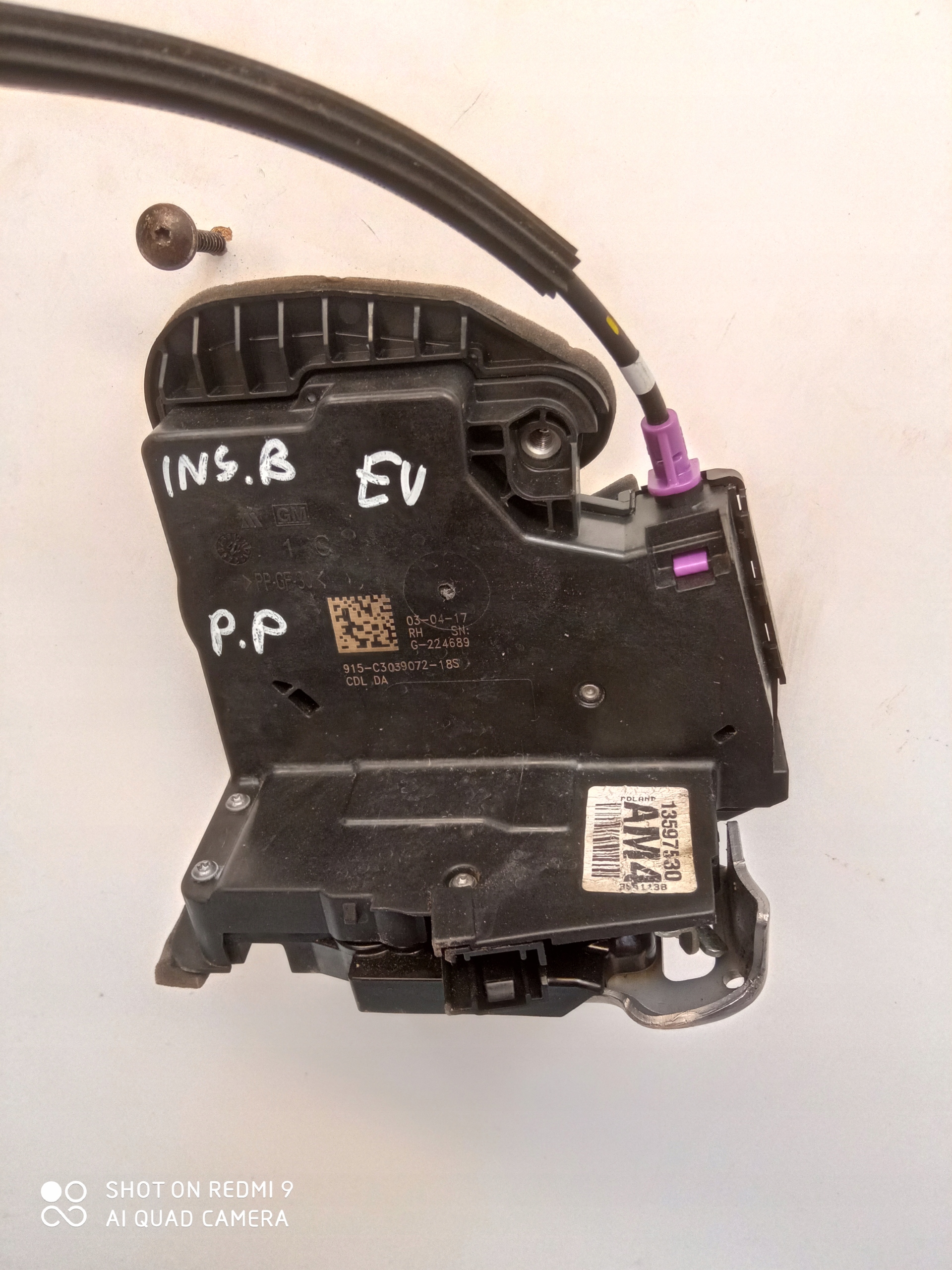 INSIGNIA B lock door right front 13597530 AM4