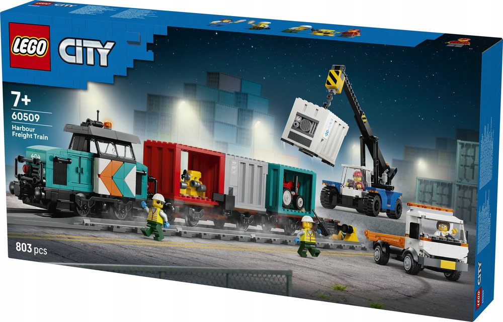 Lego City 60509 Portowy pociąg towarowy, dźwig i ciężarówka
