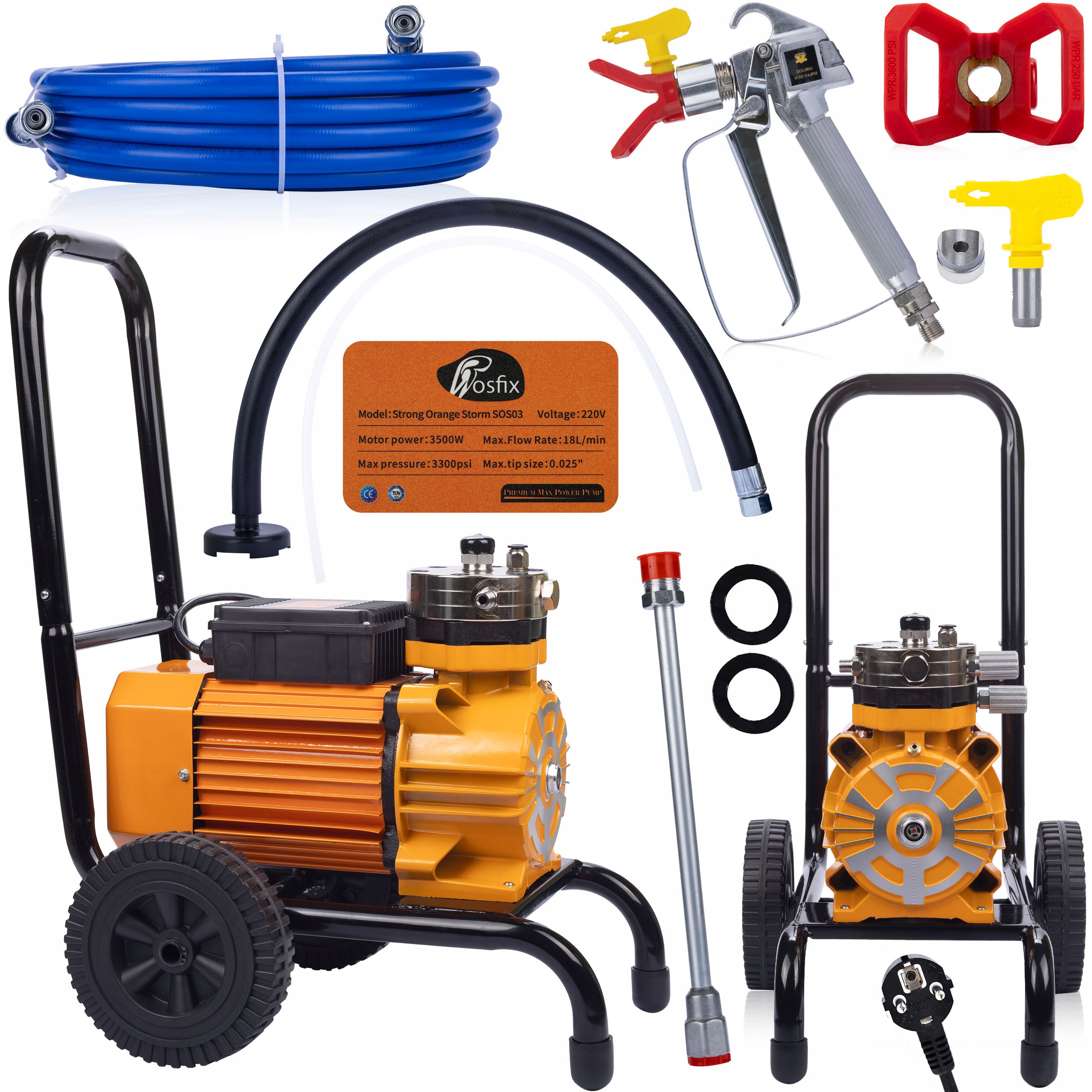 Bezvzduchový Malířský Agregát 3500W SBS03 Pro Latex A Akryl S Čerpadlem 304