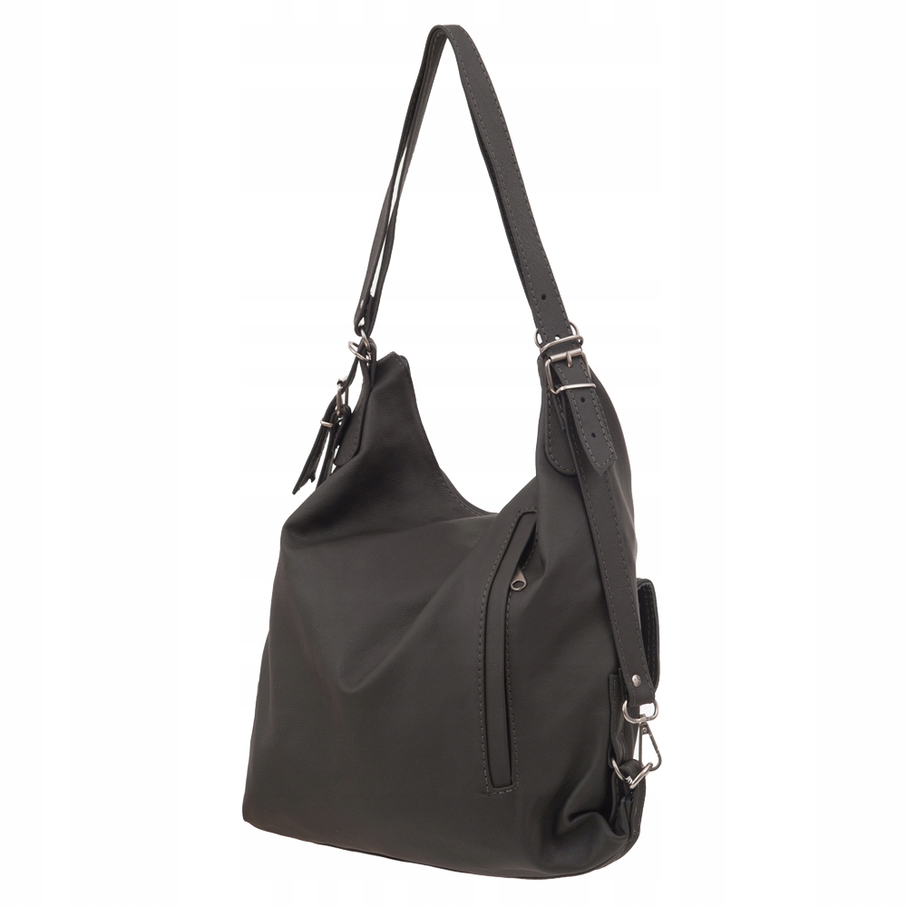 ANTRACYT SZARA SKÓRZANA TOREBKA PLECAK SKÓRA CIEMNOSZARA TOREBKA WOREK Marka inna