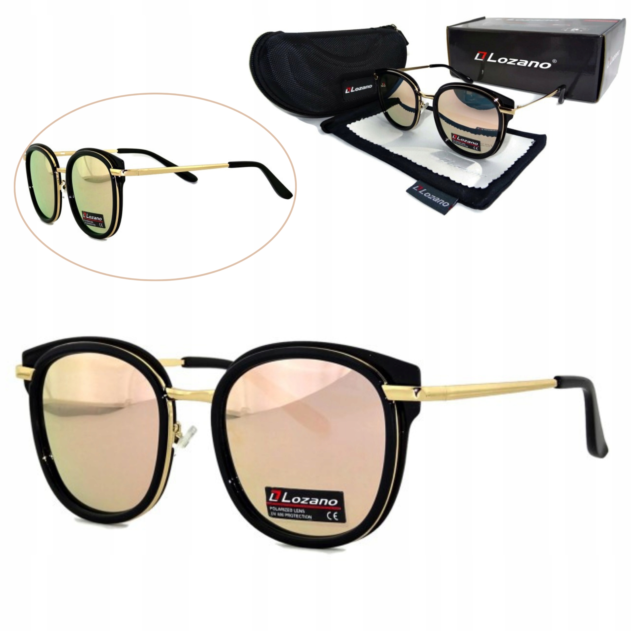 Damskie Modne Okulary Słoneczne Lustrzane Z Polaryzacją I Filtrami Uv Etui