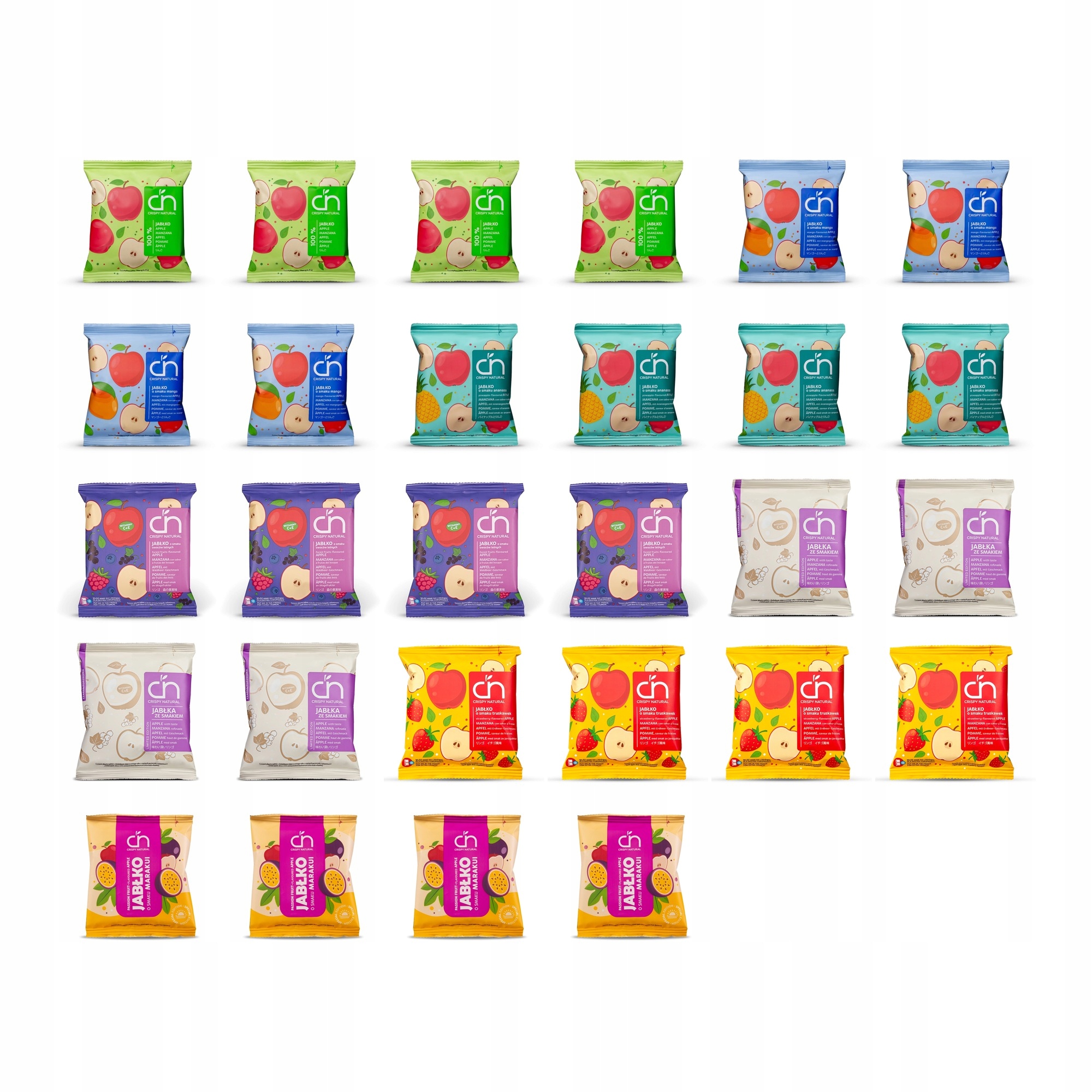 Zestaw Crispy Natural MIX smaków Suszone chipsy jabłkowe 28 szt.