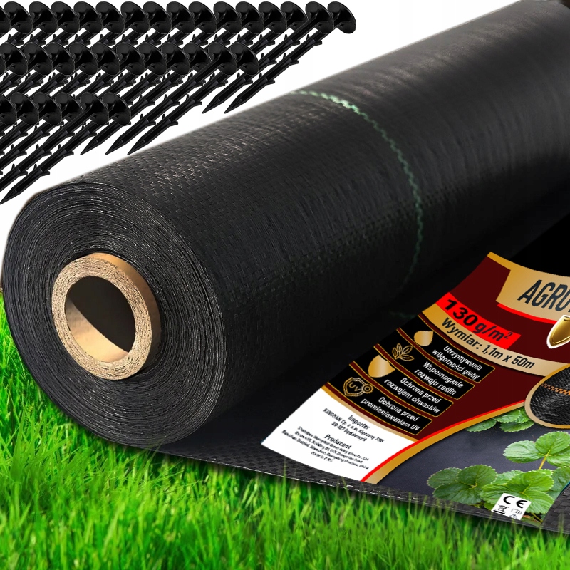 Agrotkanina Kotwy 100szt 1,1 x 50m Uv 130g Antychwastowa Agrowłóknina 110