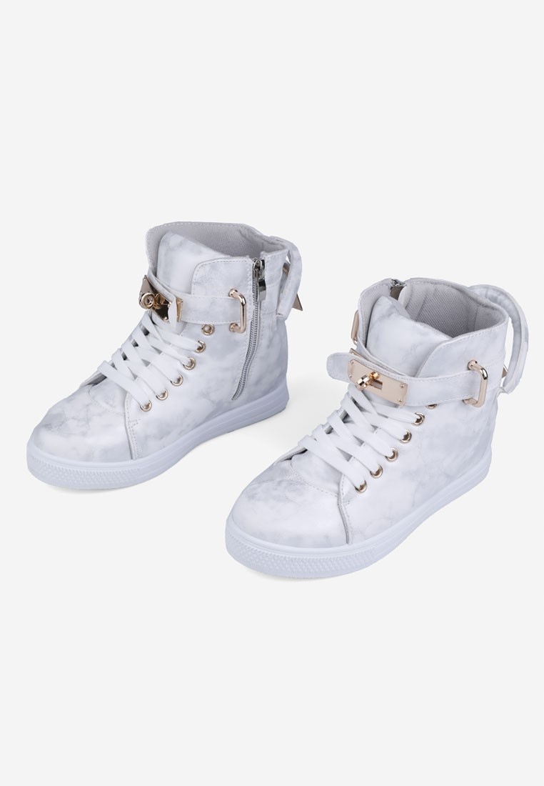 SREBRNE BOTKI DZIEWCZĘCE UKRYTY KOTURN SNEAKERSY SPORTOWE DZIECIĘCE SUWAKI Stan opakowania oryginalne