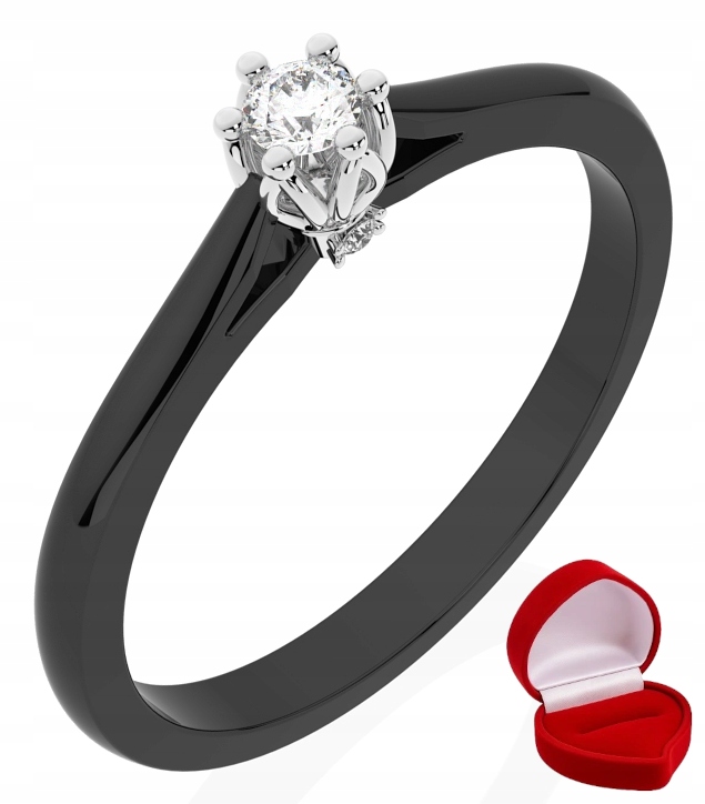 Zlatý Prstýnek 585 14k Brylant 0,06 ct Černé Zlato R14