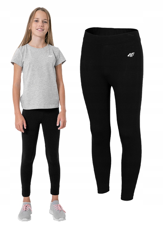 

Legginsy dziewczęce 4F JLEG001 bawełna czarne 152.