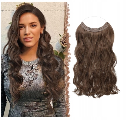 Feshfen Příčesek Vlnité Vlasy Hnědé Na Vlasci 50 CM