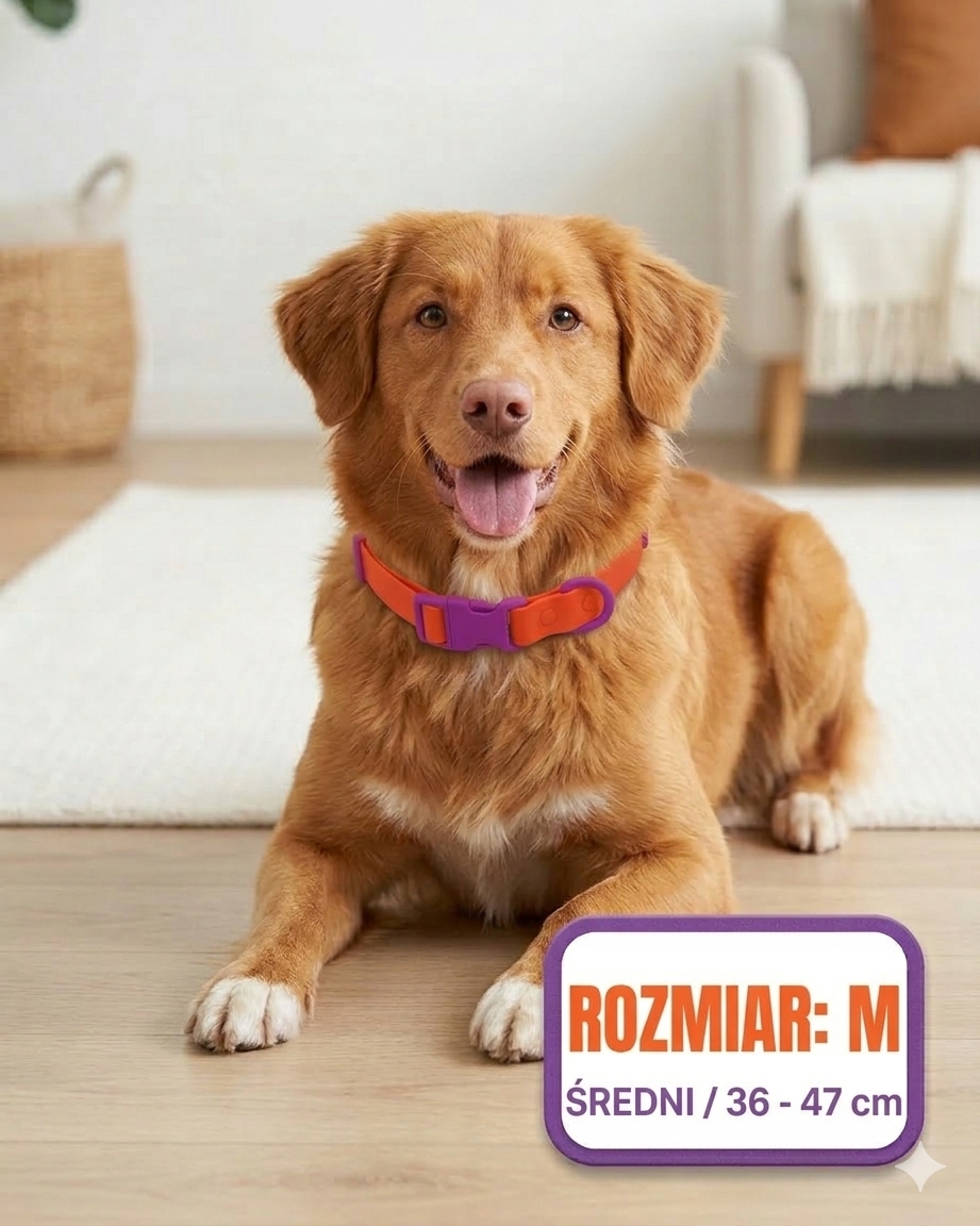 Levně Voděodolný obojek pro psa Velikost M Nastavitelný Odolný Oranžový Pvc