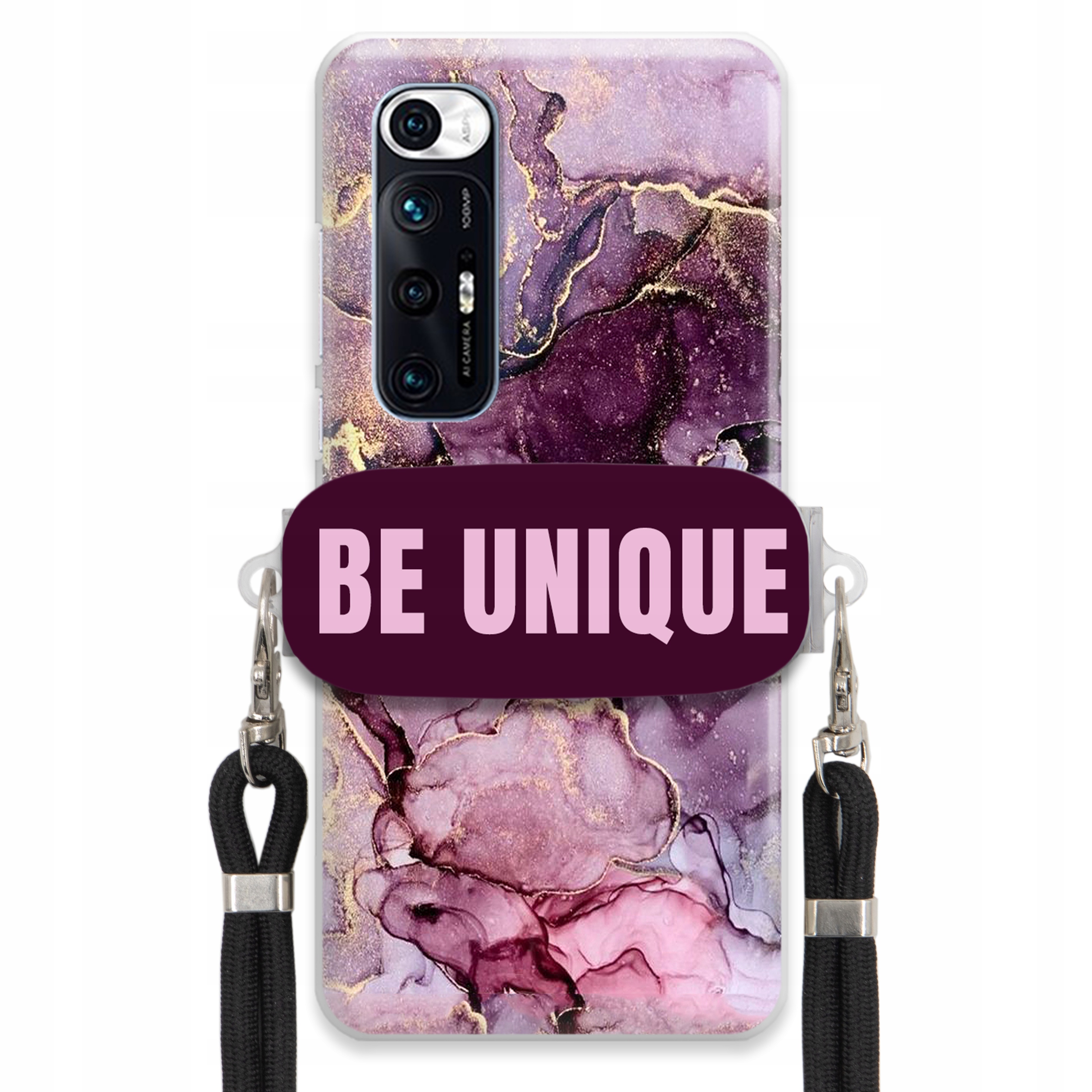 Prémiové puzdro pre Xiaomi Mi 10s Case Uchywt Šnúrka Čierna Fialová Mramor