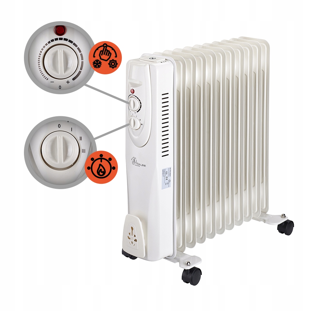Olejový radiátor Extralink 2500 W bílý