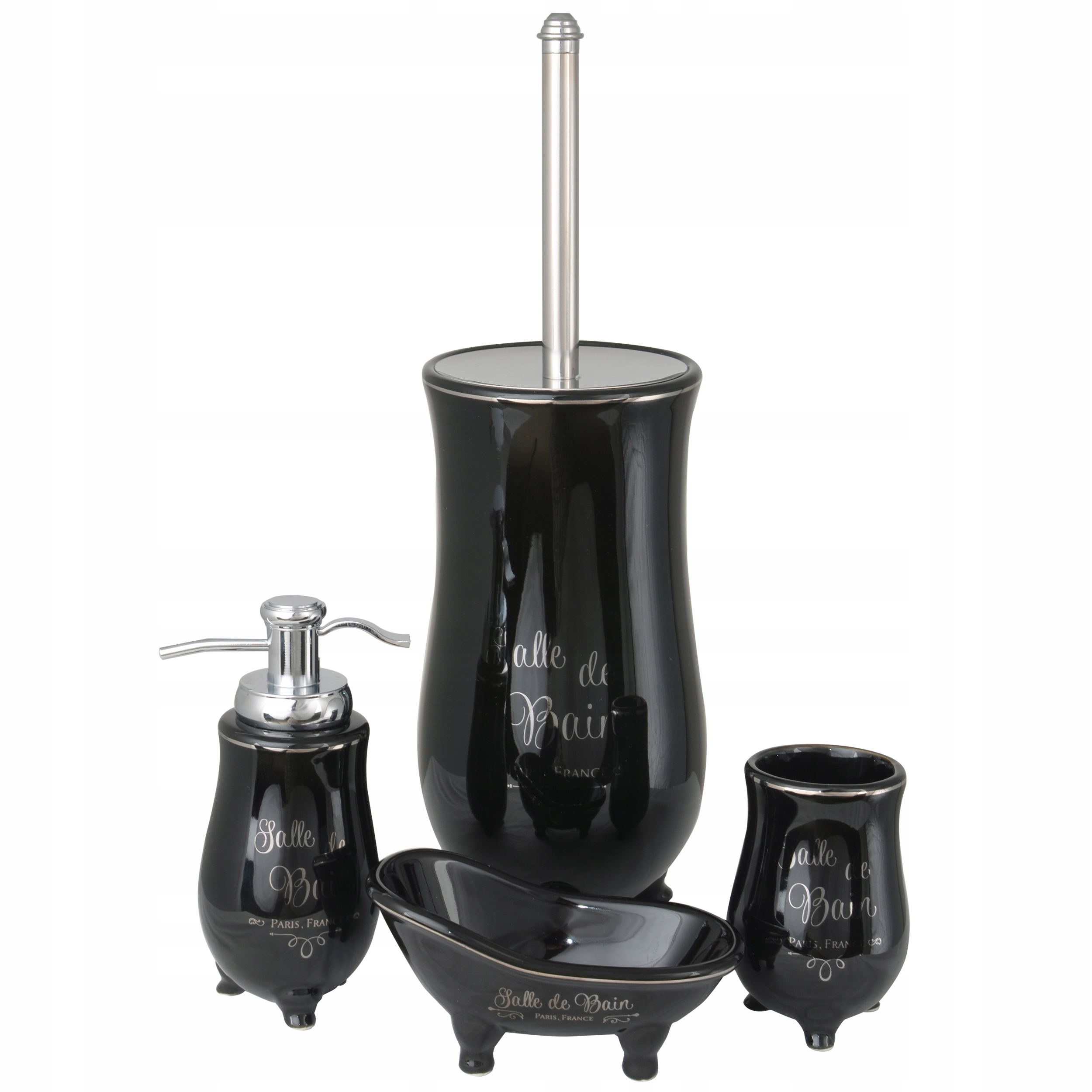 

Komplet zestaw łazienkowy czarny Retro Porcelana
