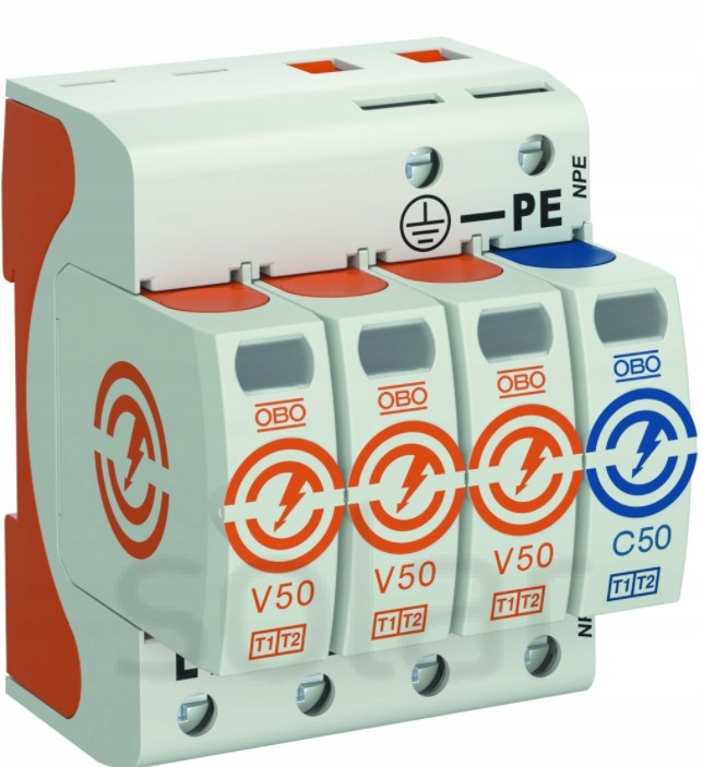 Ochronnik ogranicznik przepięć 3-fazowy 4-polowy klasa B+c T1+T2 12,5kA Obo