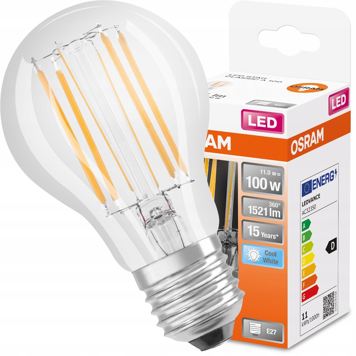 

Żarówka Led E27 A60 11W 100W 4000K Filament Osram
