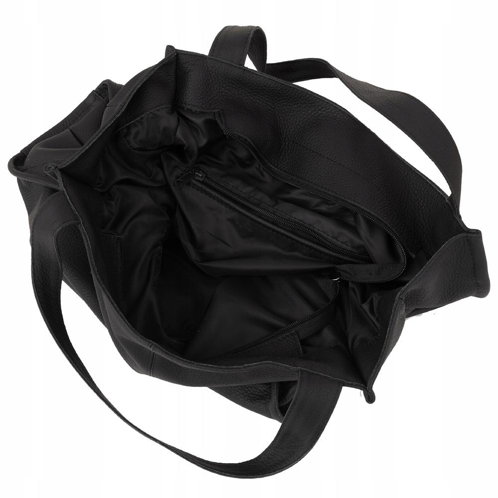 CZARNA SKÓRZANA TOREBKA SHOPPER A4 WŁOSKA MIĘKKA SKÓRA WOREK XL Vera Pelle Materiał dominujący skóra naturalna