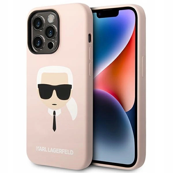 Pouzdro Karl Lagerfeld Silicone Karl's Head pro iPhone 14 Pro Max růžové