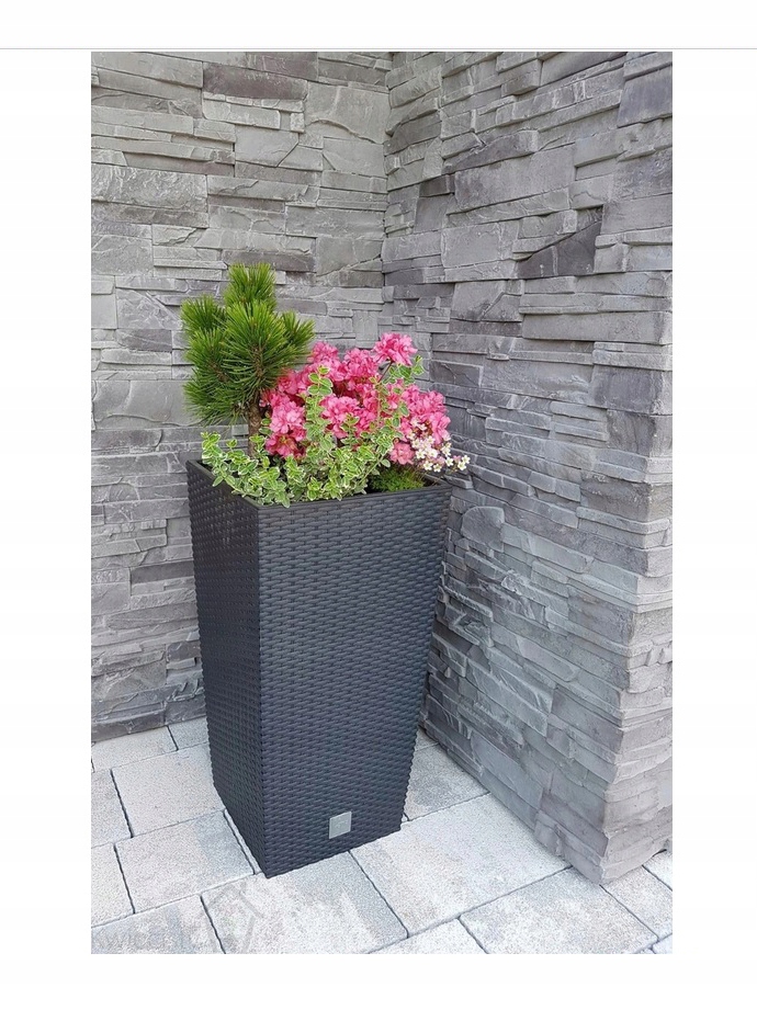 DONICZKA RATO SQUARE DONICA RATTAN +WKŁAD ANTRACYT Wysokość produktu 50 cm