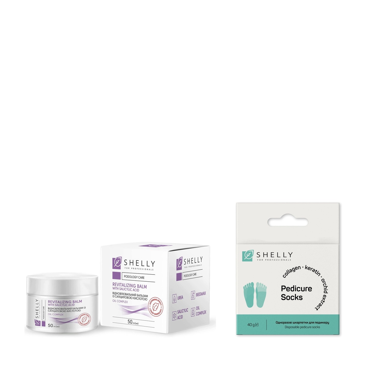 Balzám na nohy s kyselinou salicylovou Shelly 50 ml ponožky na pedikúru