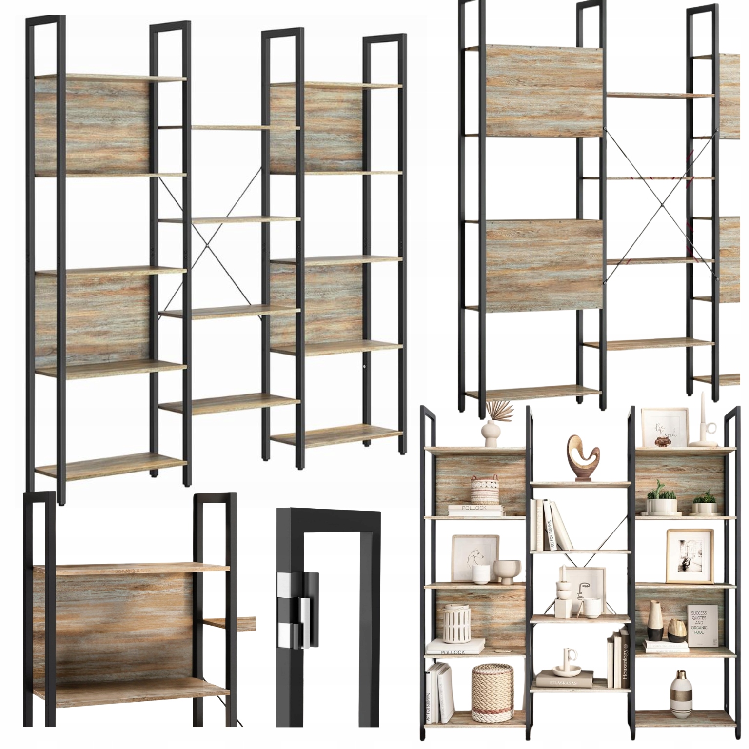 Regál do pracovne Loft Industriálny s kovom Dvojitý regál s policou