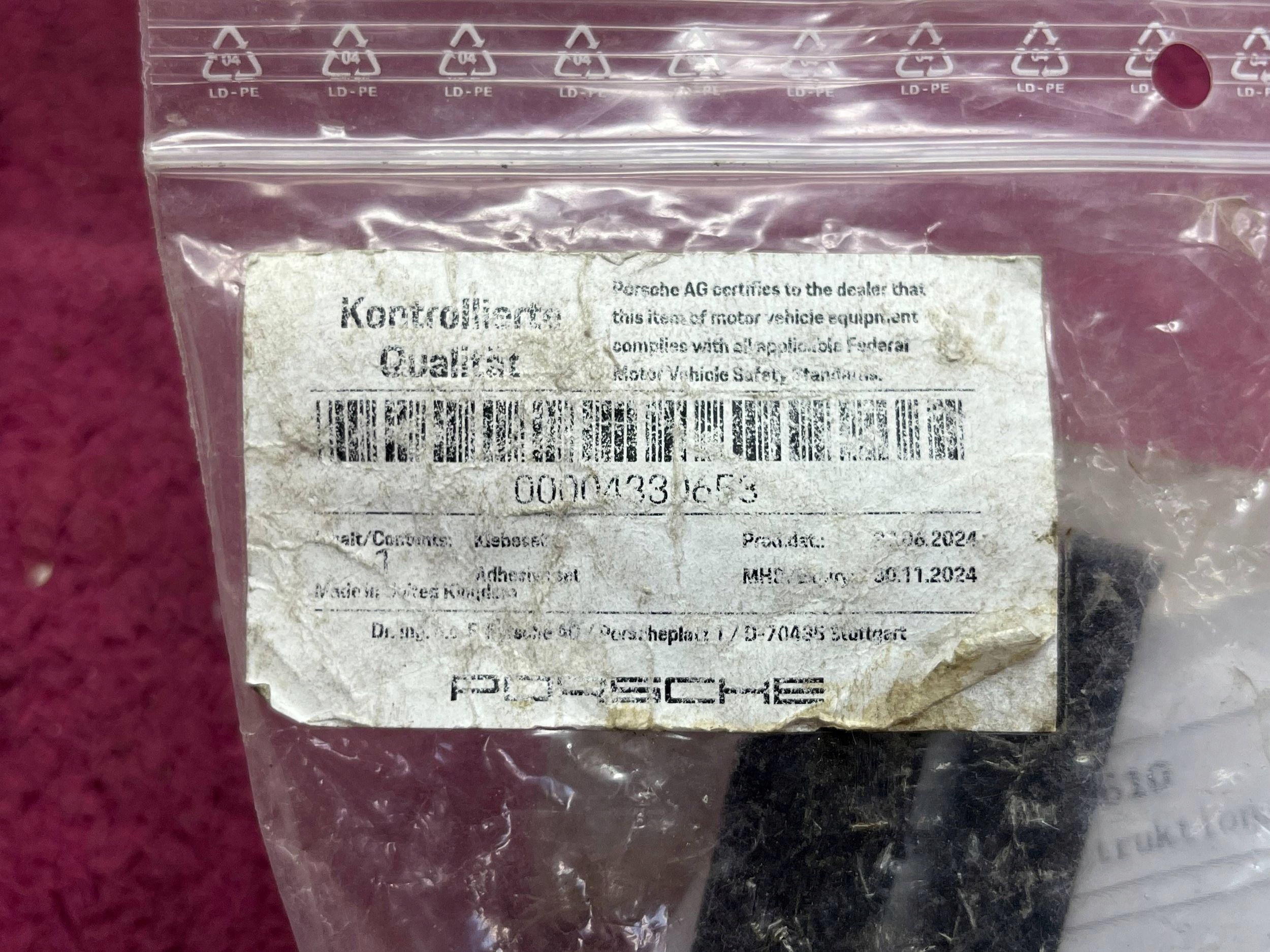 Montaggio KLEJ Originale PORSCHE AUDI VW 00004330653