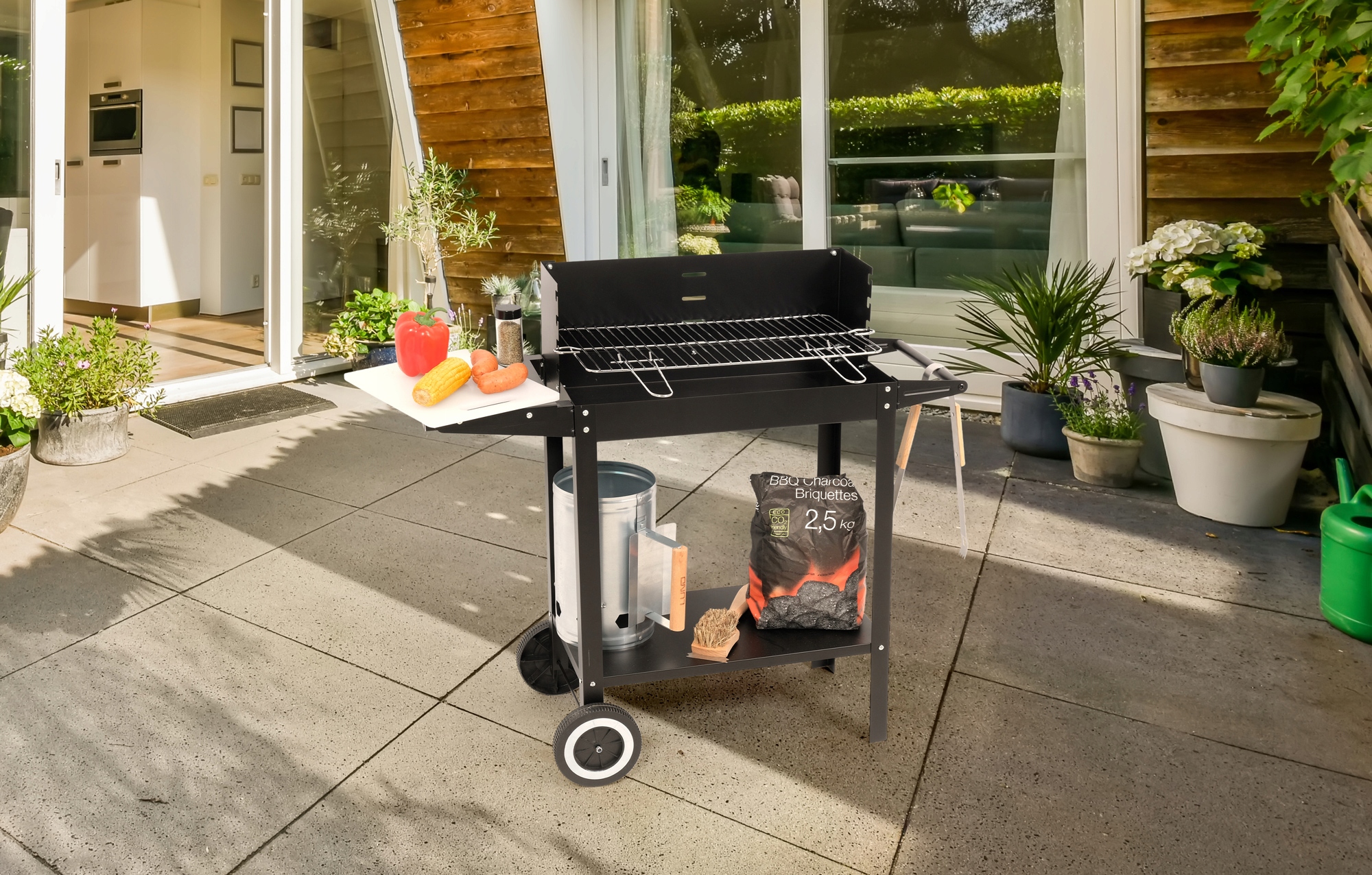 GRILL WĘGLOWY OGRODOWY CHROMOWANY RUSZT PRZENOŚNY REGULOWANY 2 PÓŁKI LUND EAN (GTIN) 5906083093470