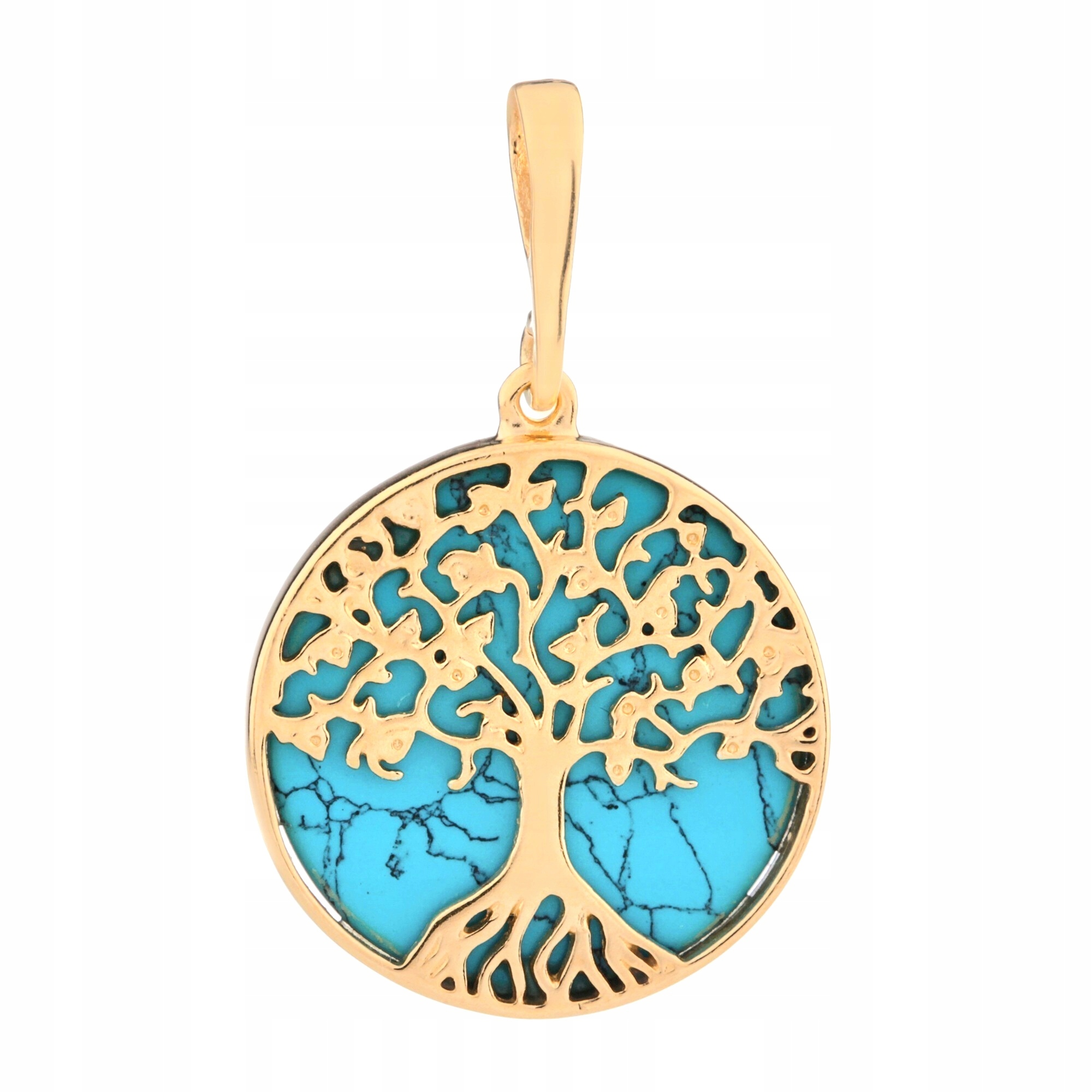 Zlatý Přívěsek S Tyrkysem Stromek Štěstí Stříbro Pozlacený