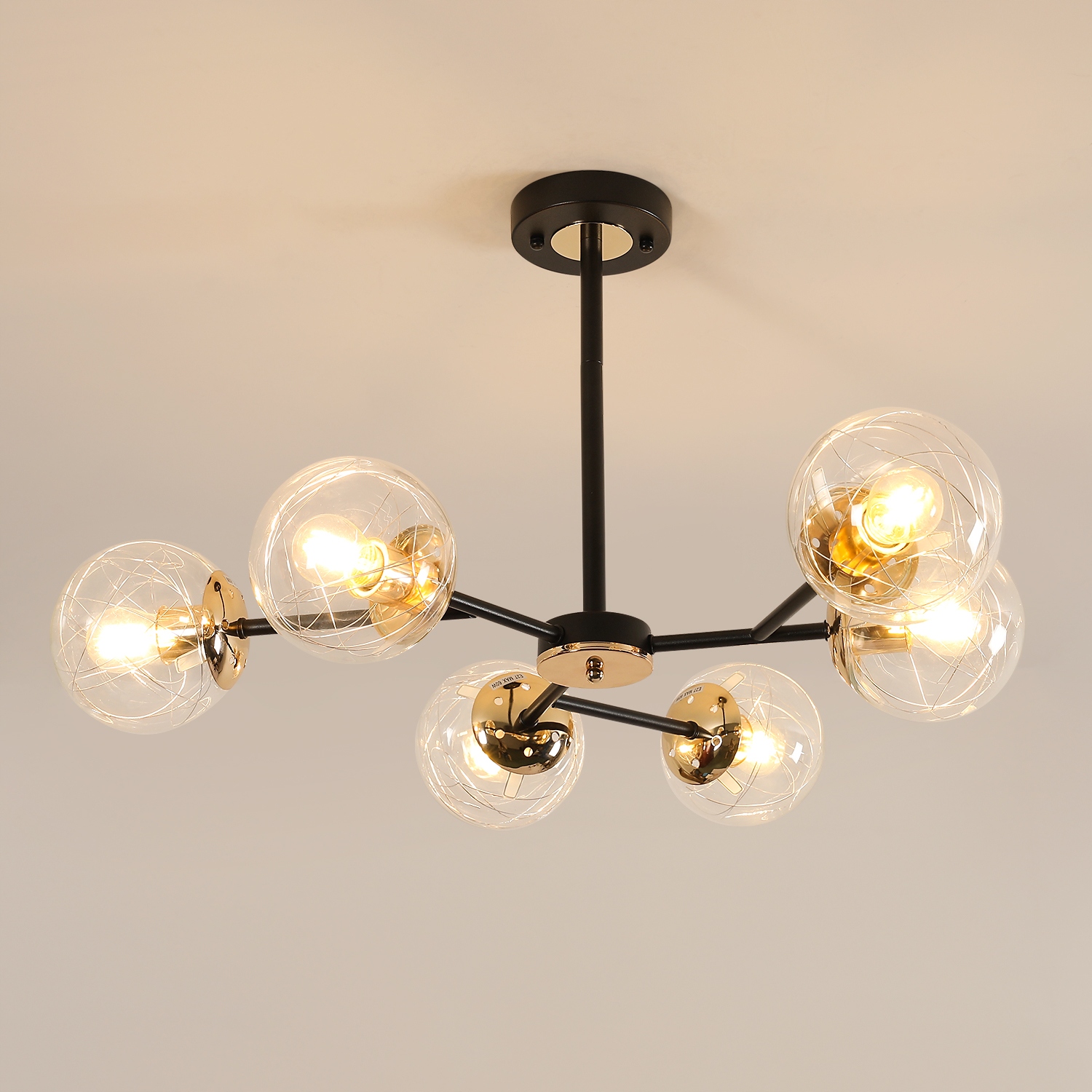 Závesná Lampa Zlatá+čierna Luster Loft Stropná E27 Moderná Do Obývačky