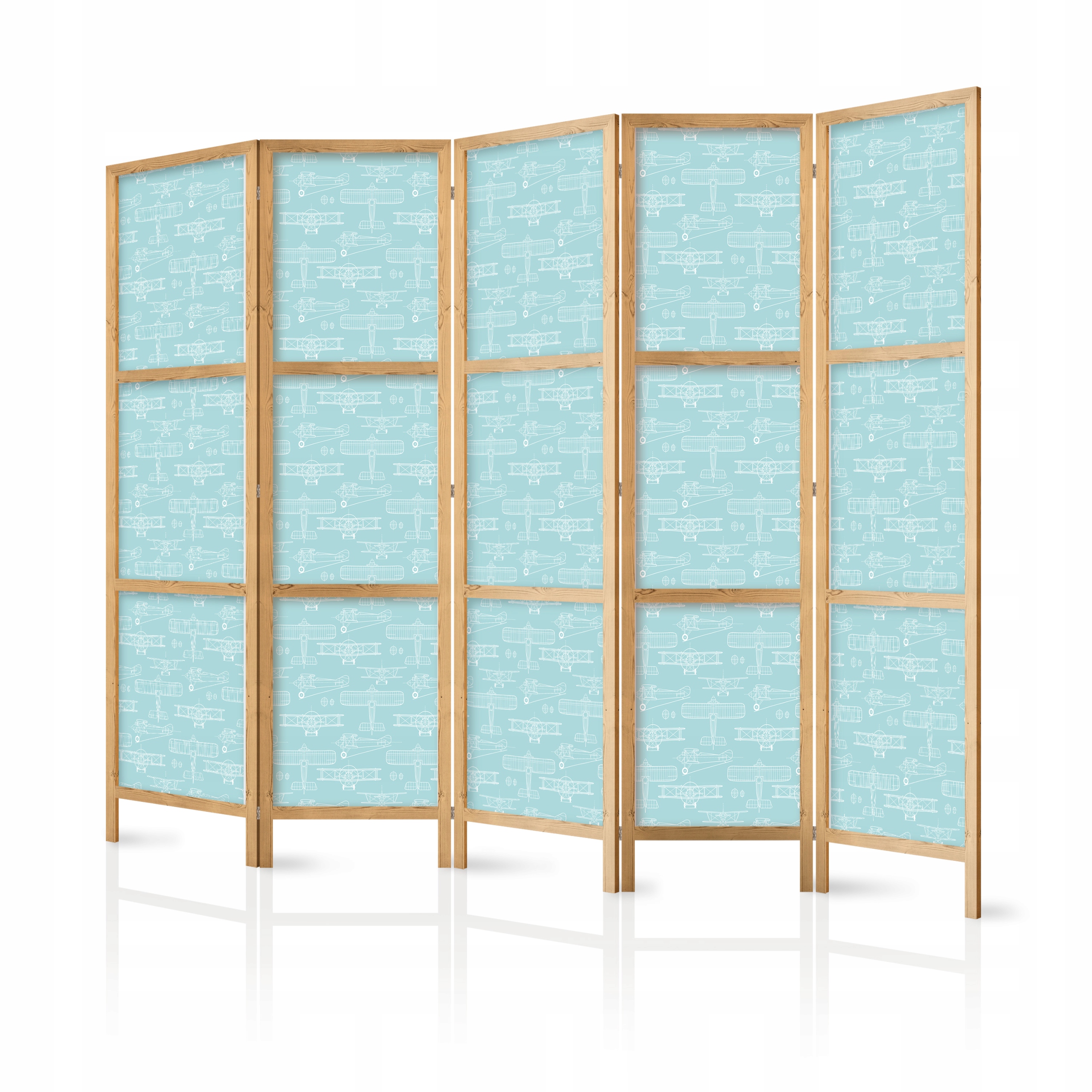 Paraván Japonský Panelový 5-DÍLNÝ Obrys Konstrukce Letadla Boho 225x172