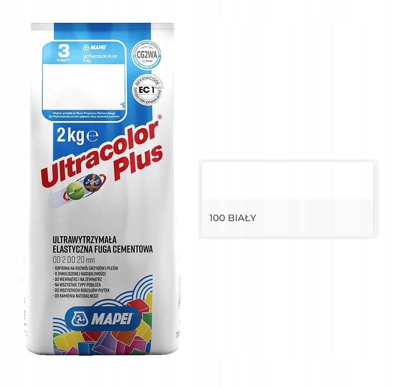 

Mapei fuga Ultracolor Plus 100 Biały 2kg